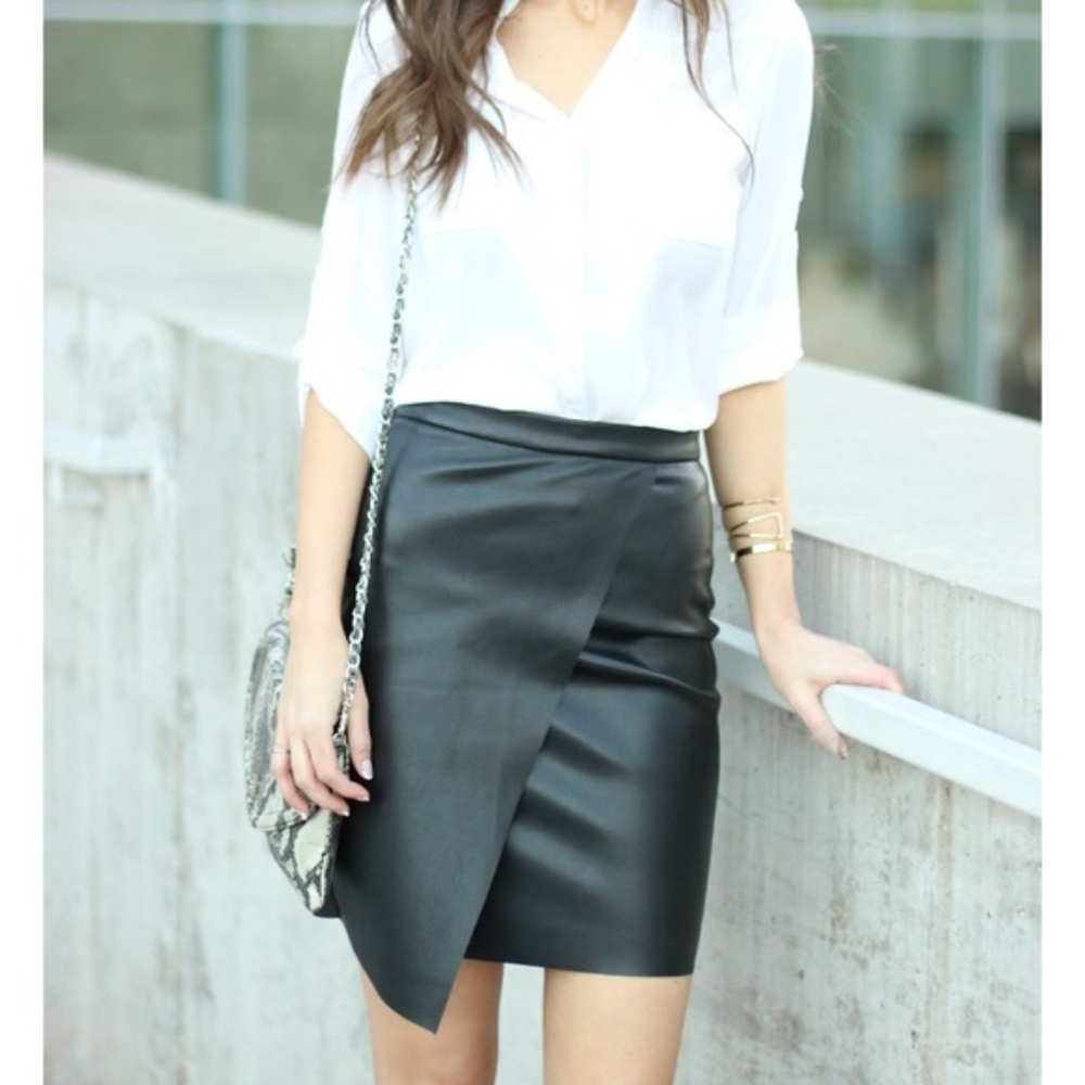 Leather wrap skirt